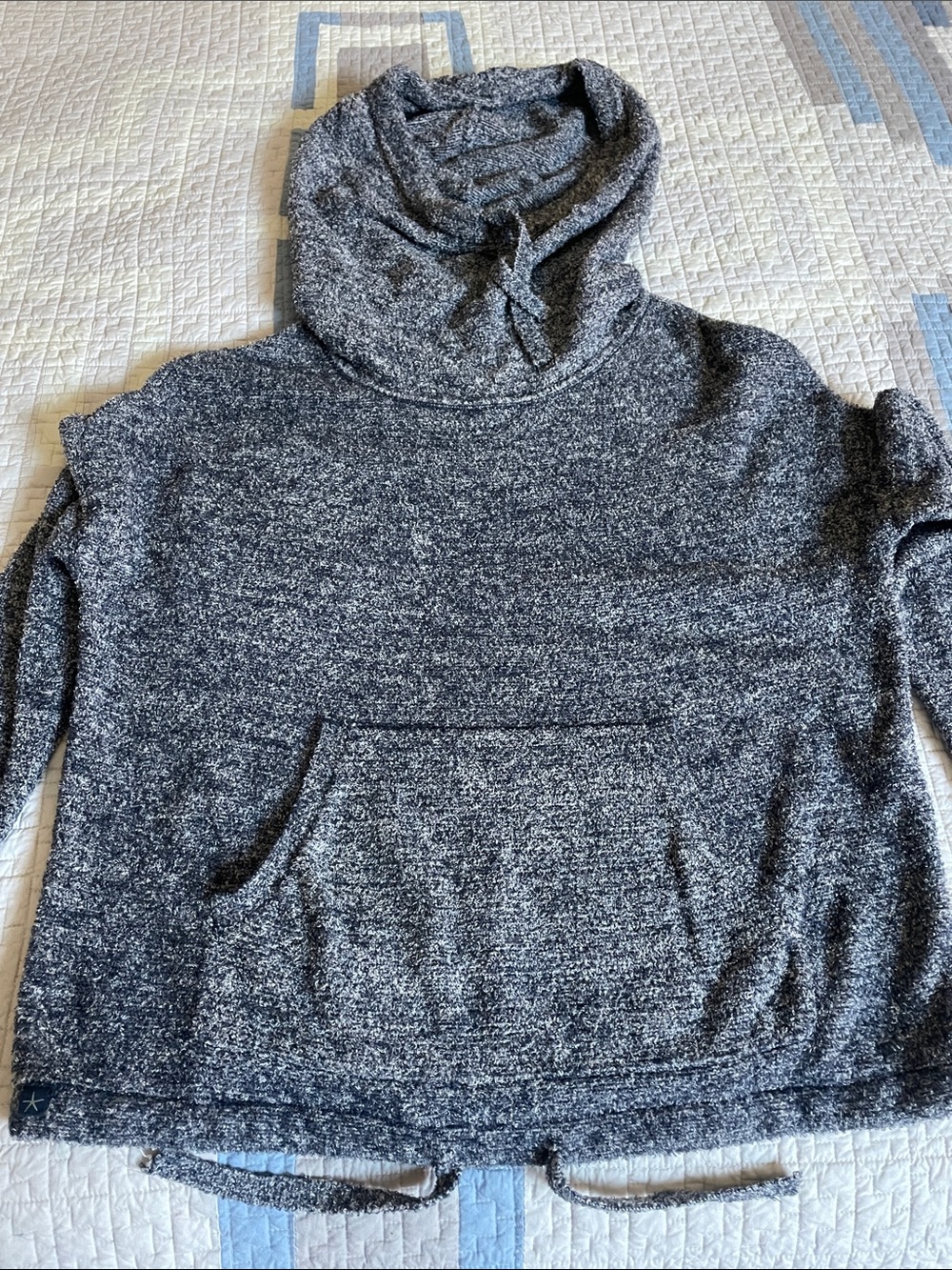 Barefoot Dreams cozy chic lite Cozy Marled  Blue/Gray Cowl Neck Pullover